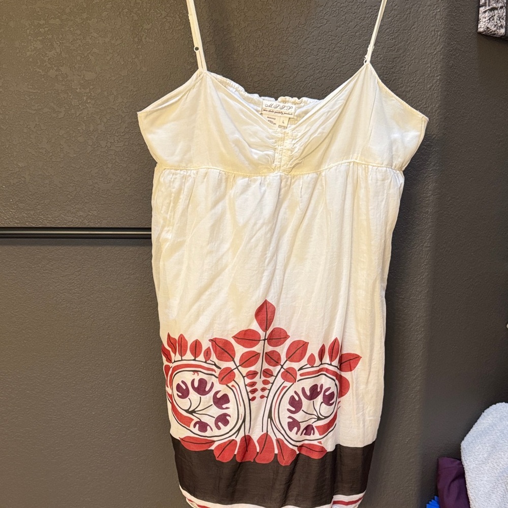 Elegant Cream and Red Floral Dress